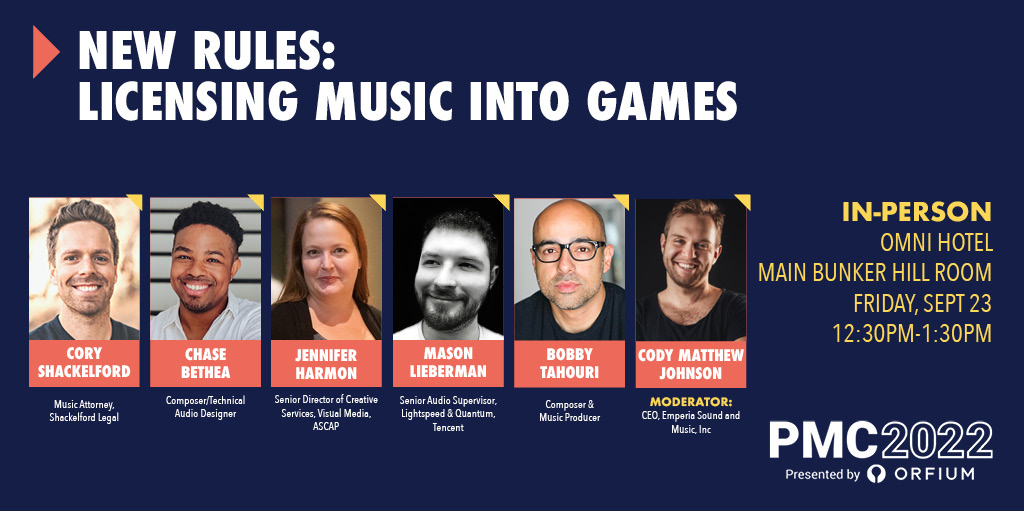 PMC 2022 New Rules Licensing-Music Into Games Chase Bethea Bobby Tahouri Jennifer Harmon Cory Shackelford Cody Matthew Johnson Mason Lieberman