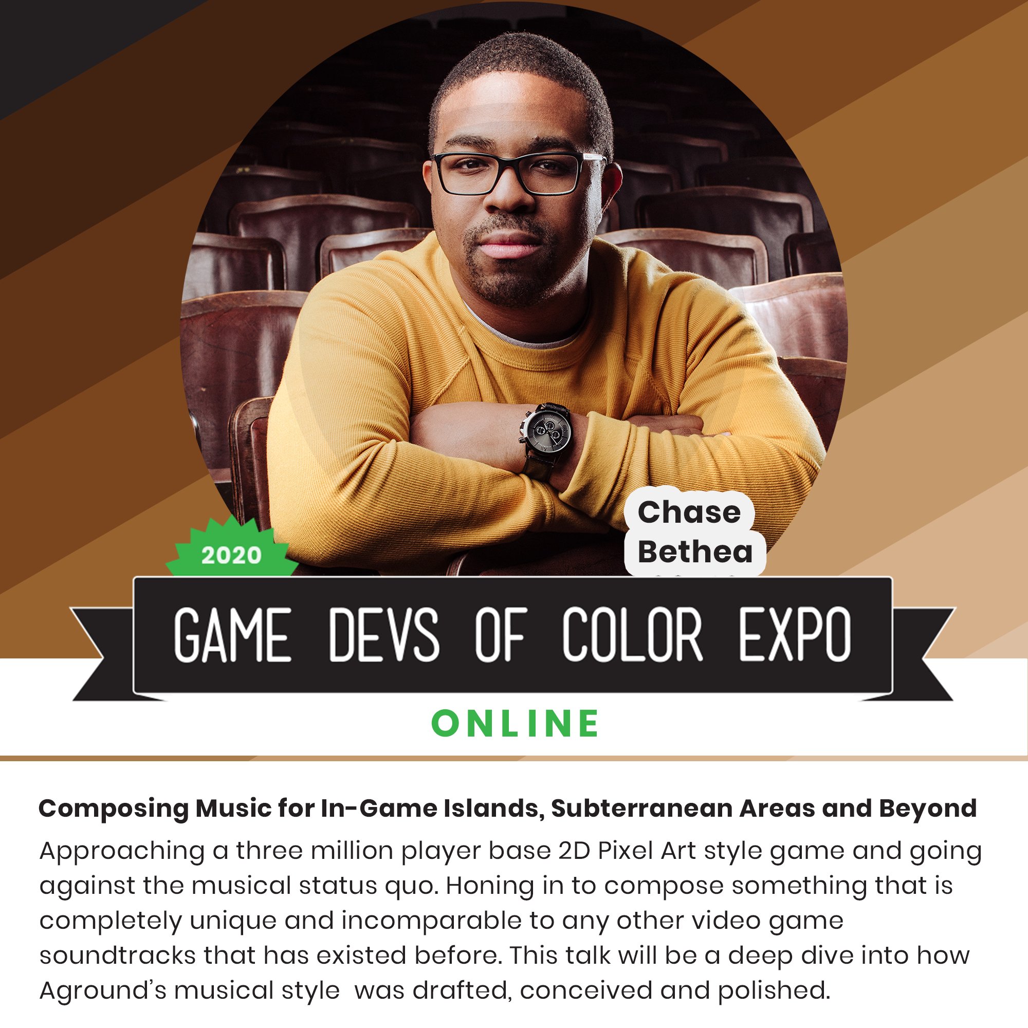 Official Game Devs of Color 2020 Announcement Chase Bethea Composing Music for In Game Islands Subterranean Areas and Beyond