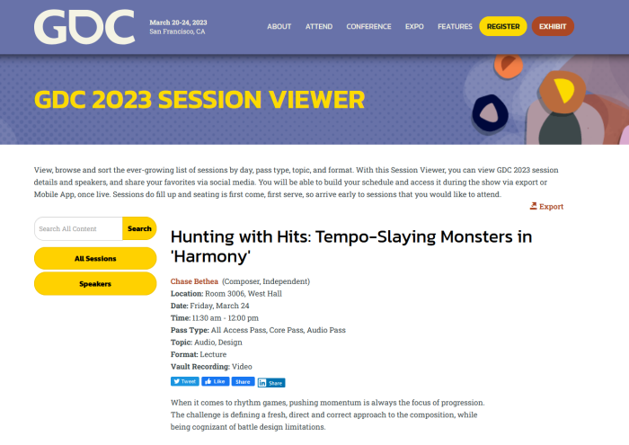 GDC 2023 Hunting with Hit Tempo Slaying Monsters in Harmony