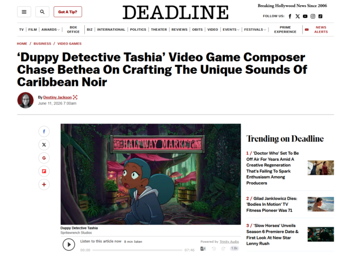 Deadline Hollywood Article Chase Bethea Duppy Detective Tashia